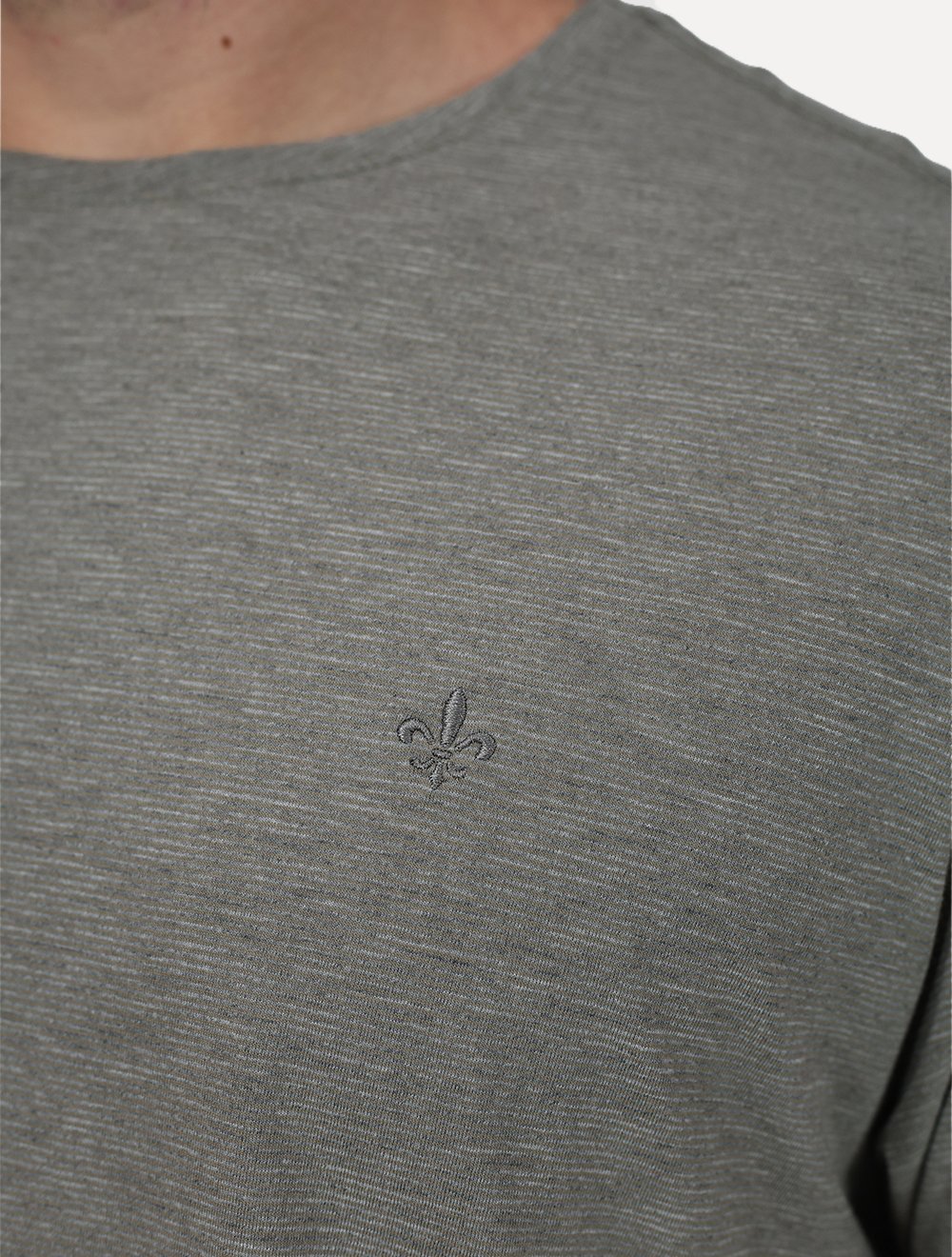 Camiseta Dudalina Regular Fit Listras Cáqui Escuro