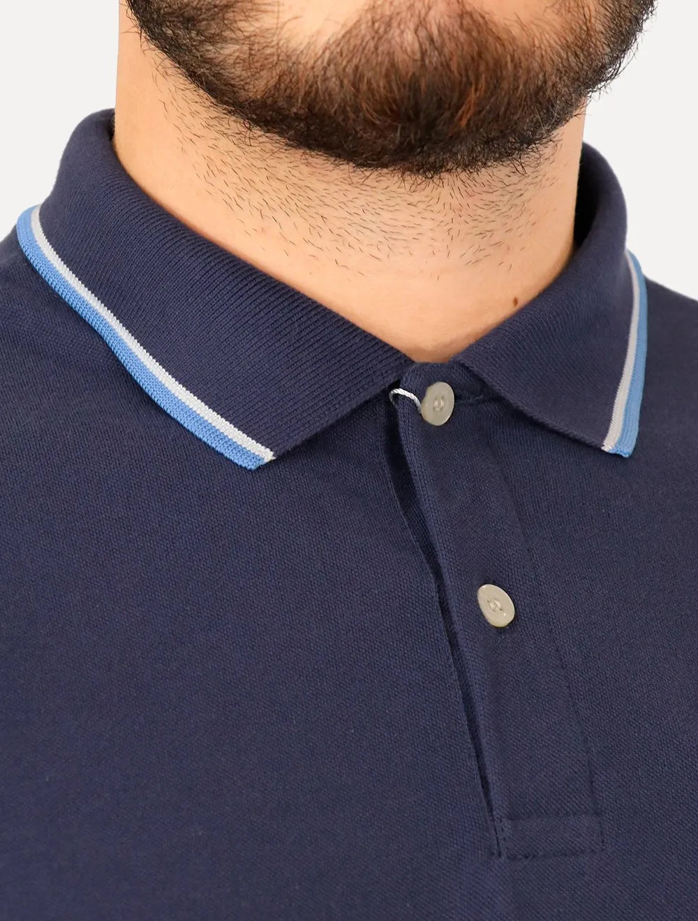 Polo Colcci Masculina Piquet Blue Logo Friso Azul Escuro