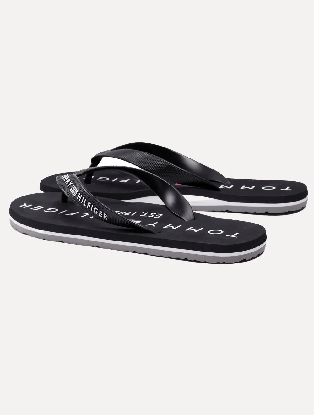 Chinelo Tommy Hilfiger Masculino Rubber Strip Simon 34R Cinza/Preto