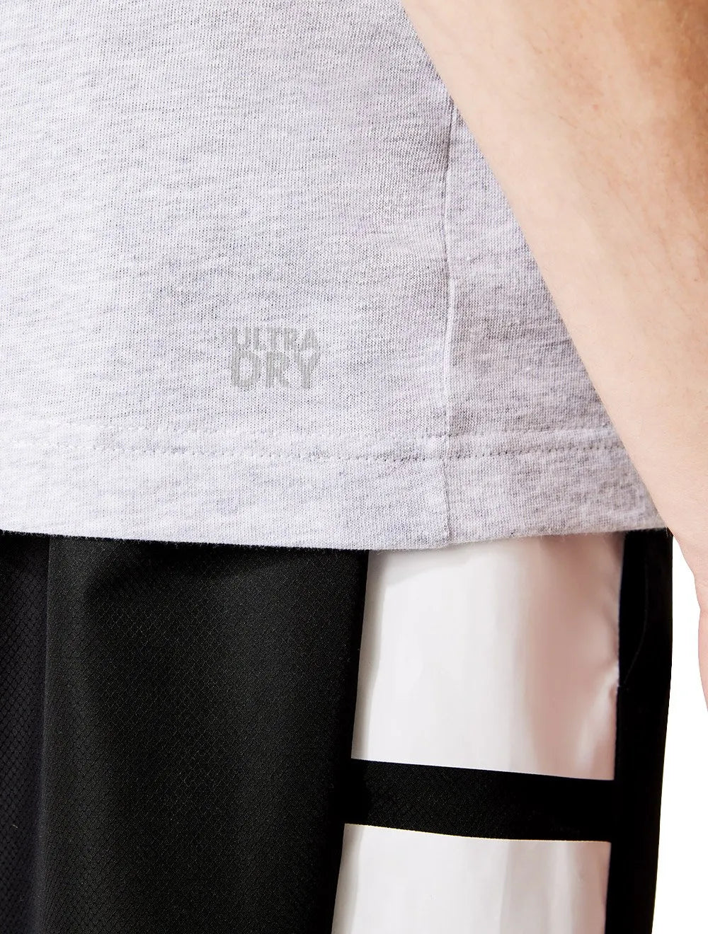 Camiseta Lacoste Masculina Jersey Sport 3D White Logo Cinza Mescla