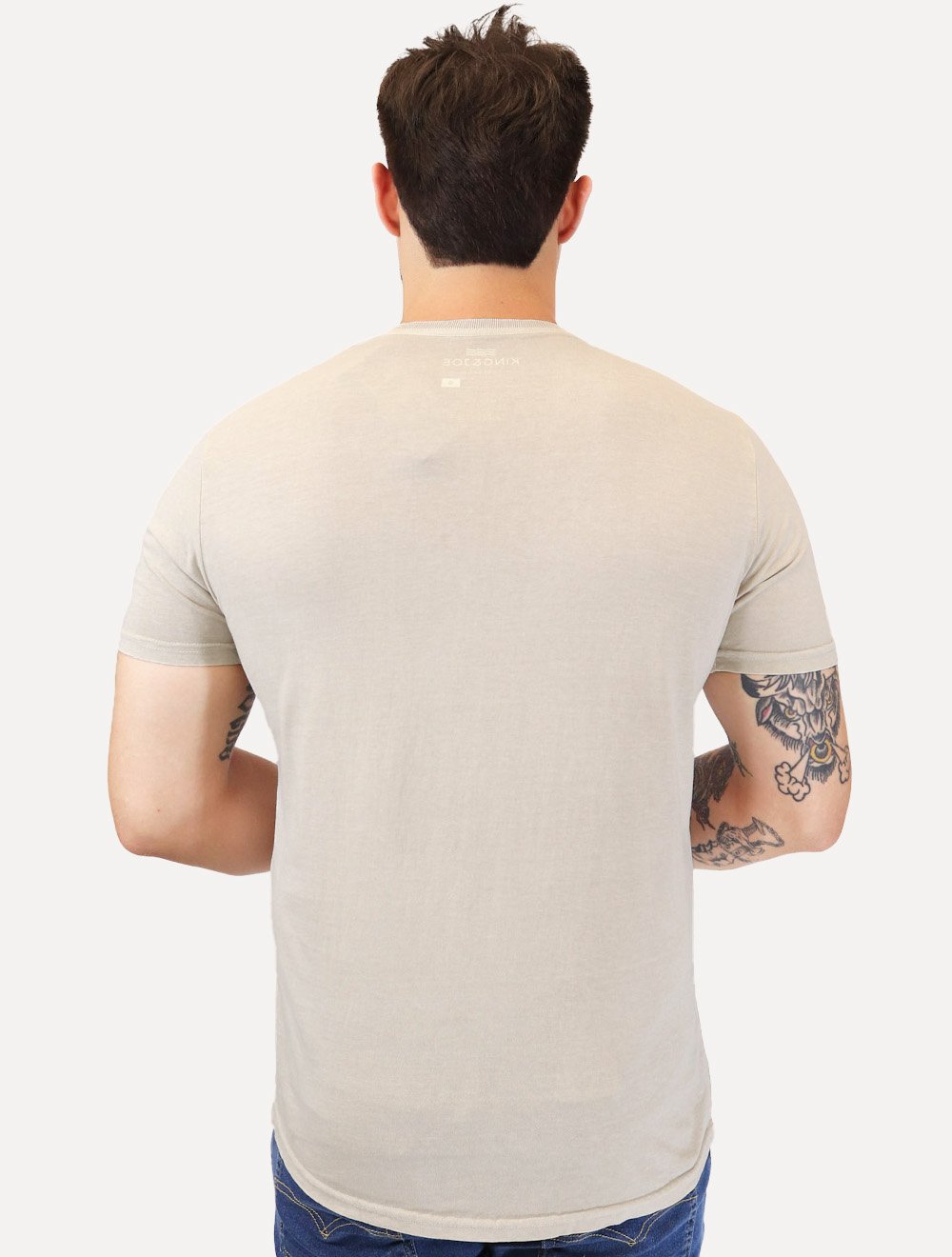 Camiseta King & Joe Masculina Estonada Bordado Estd 2013 Areia