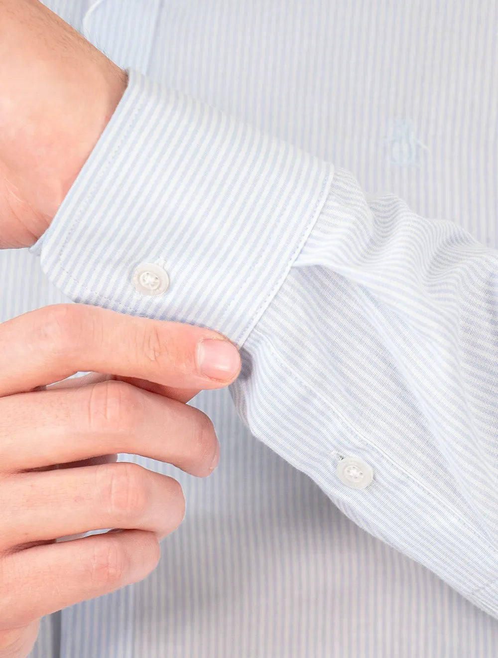 Camisa Original Penguin Masculina Tricoline Fine Stripes Amparo Azul Claro