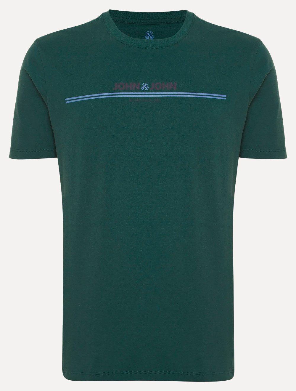 Camiseta John John Masculina Regular Fit Simple Lines Verde Escuro