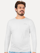 Camiseta Columbia Masculina Manga Longa Neblina Grey Logo Branca