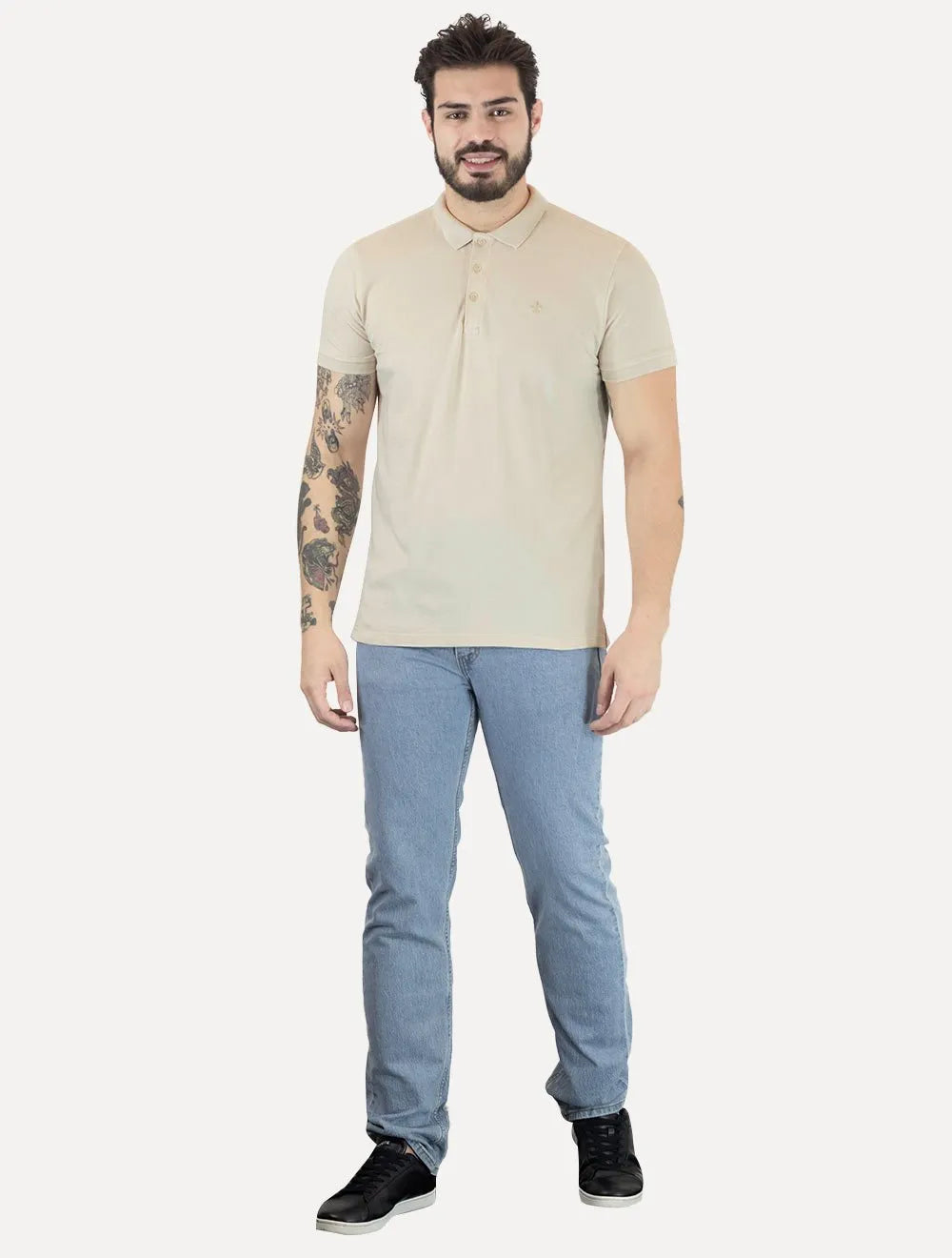 Polo Dudalina Piquet Essentials Cotton Básica Modal Cáqui Claro