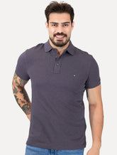Polo Tommy Hilfiger Masculina Slim Piquet 1985 Vinho Medio Mescla