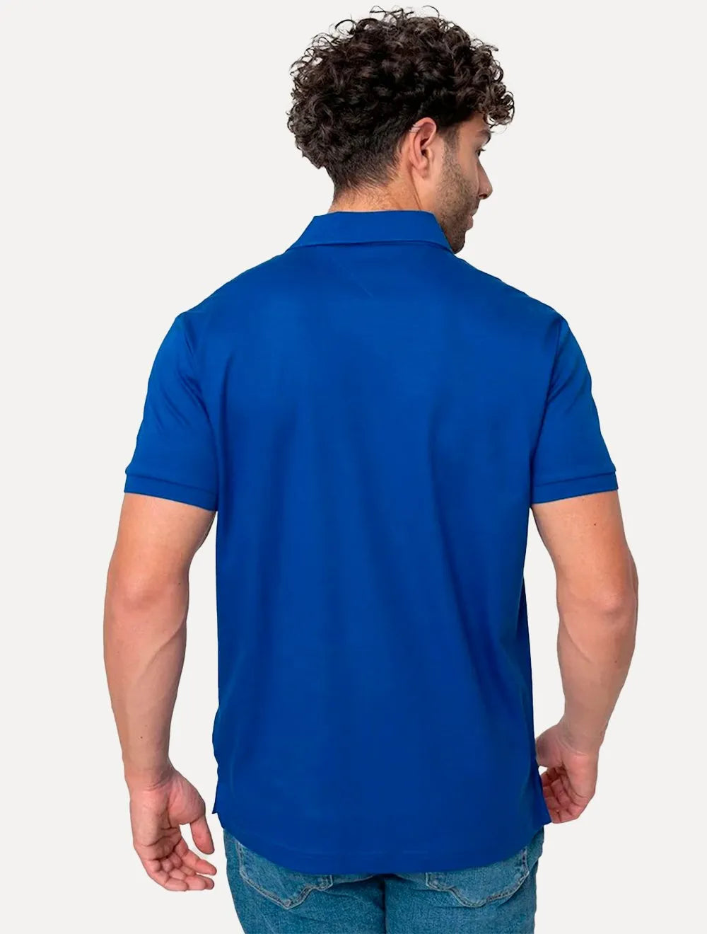 Polo Tommy Hilfiger Masculina Malha Liquid Cotton Seasonal Azul Royal