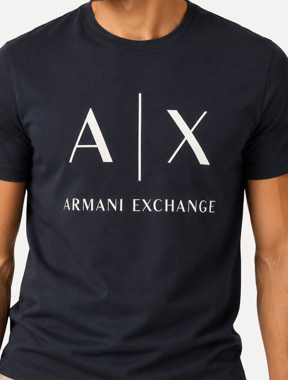 Camiseta Armani Exchange Masculina Slim Fit Big Logo Azul Marinho