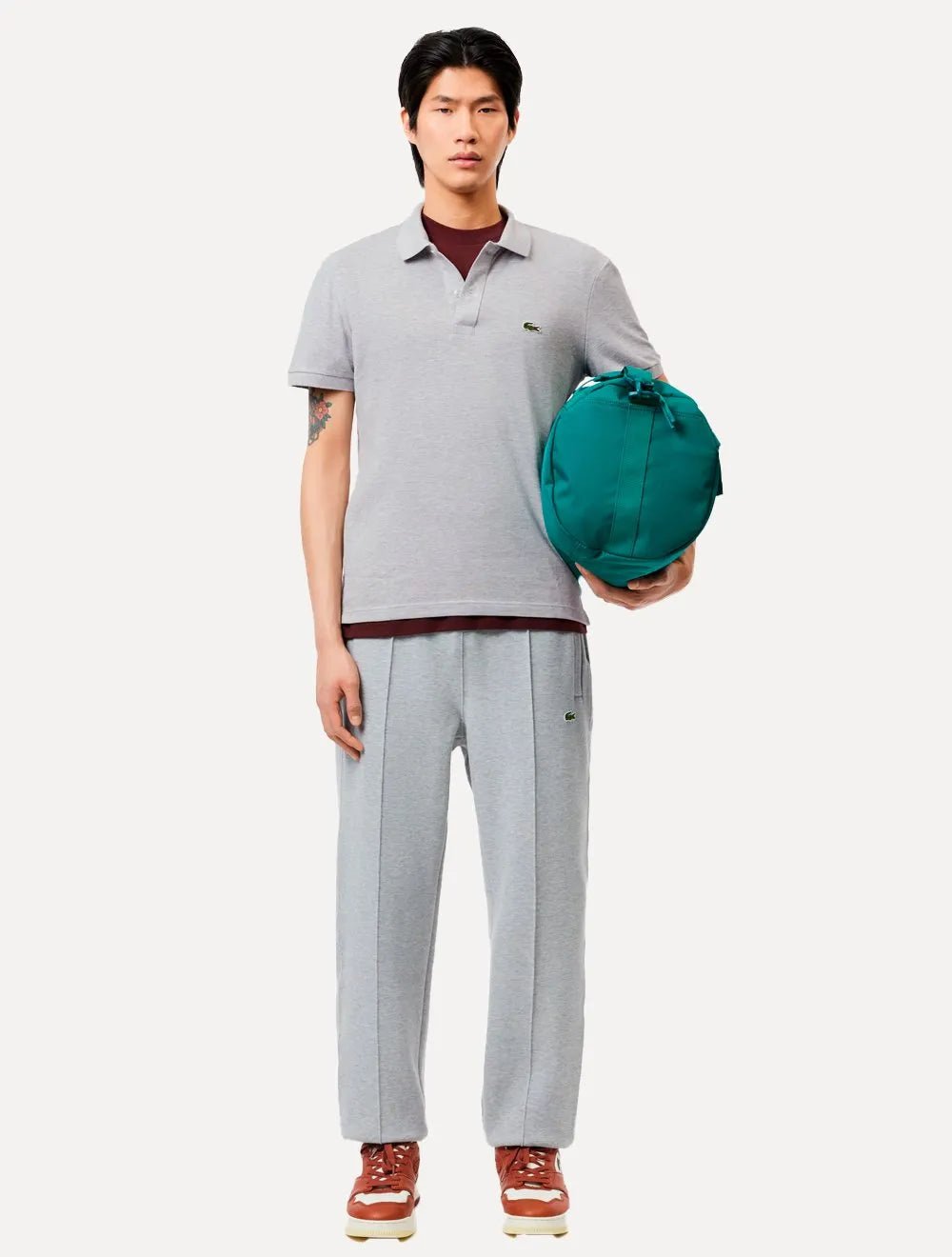 Polo Lacoste Masculina Slim Fit Petit Piquet Cinza Mescla