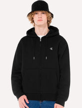 Moletom Calvin Klein Masculino Hoodie Fleece Full-Zip CK Logo Preto