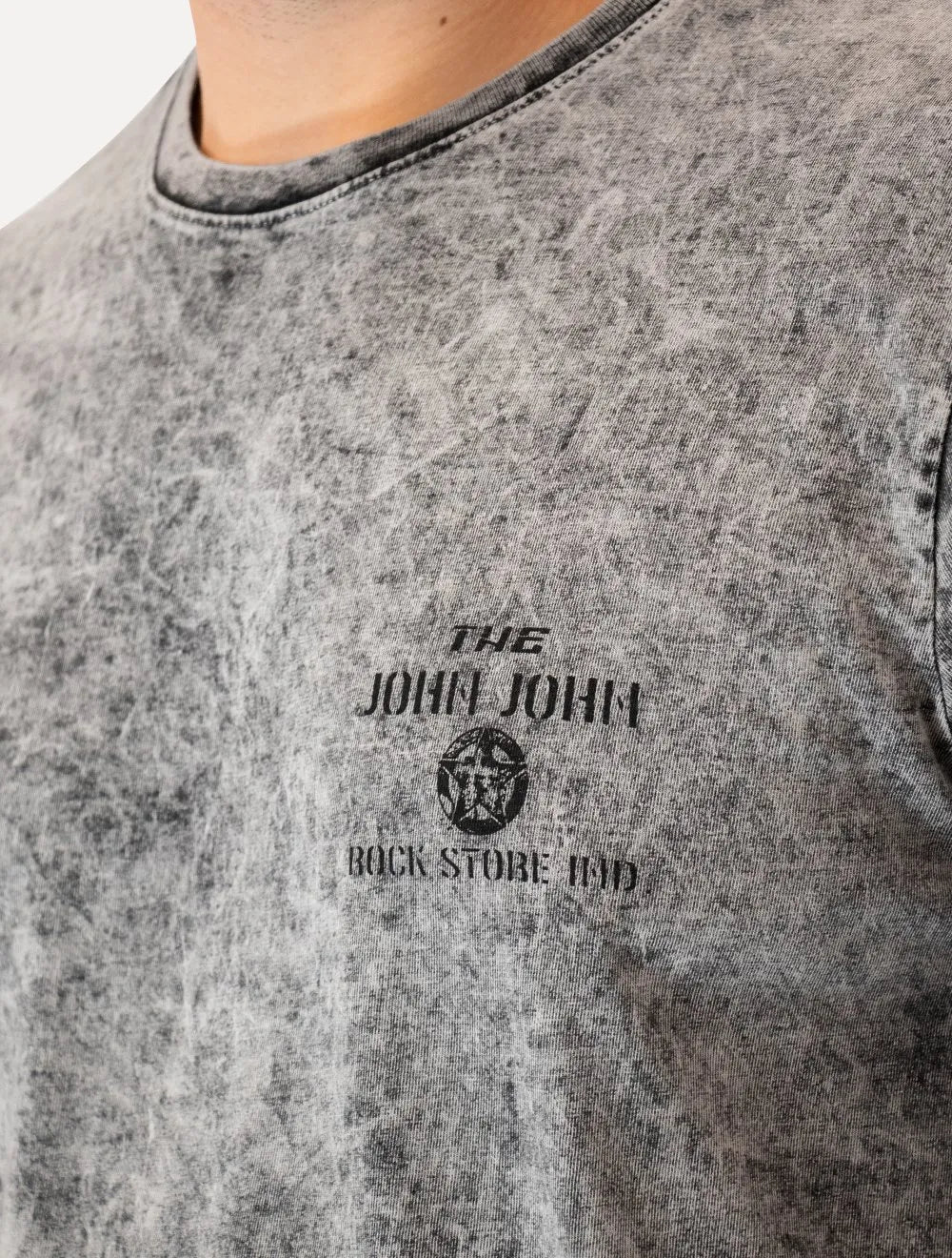 Camiseta John John Masculina Regular Vintage Rock Store Cinza Mescla