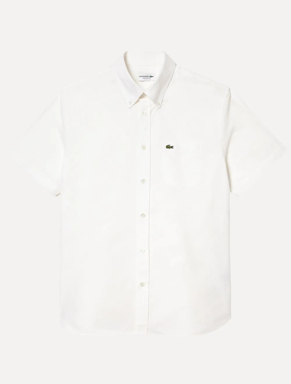 Camisa Lacoste Masculina Manga Curta Regular Oxford Pocket Branca