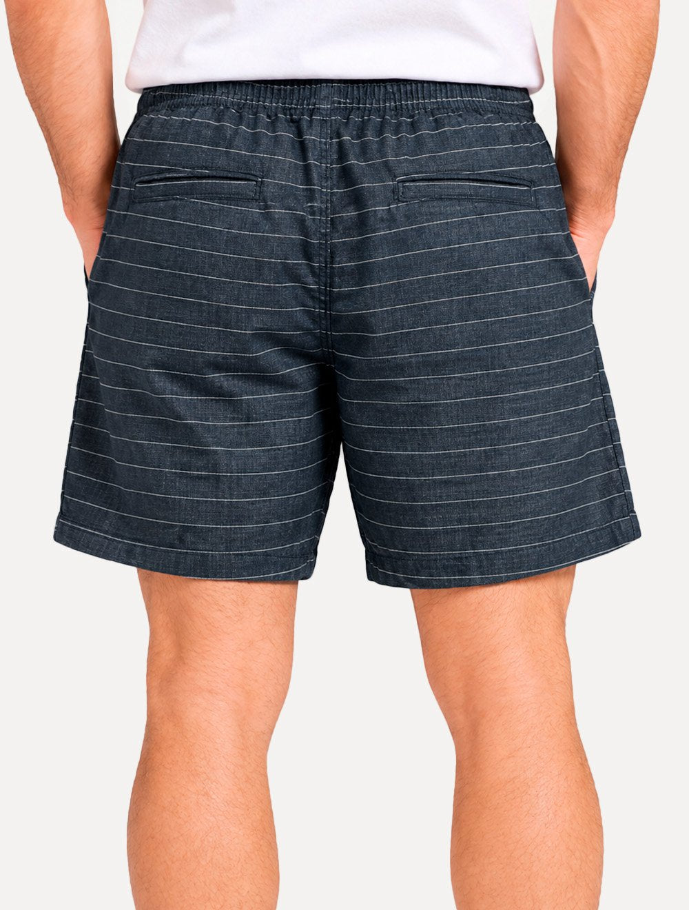 Bermuda Calvin Klein Jeans Masculina Cordão Cotton Stripes Azul Indigo