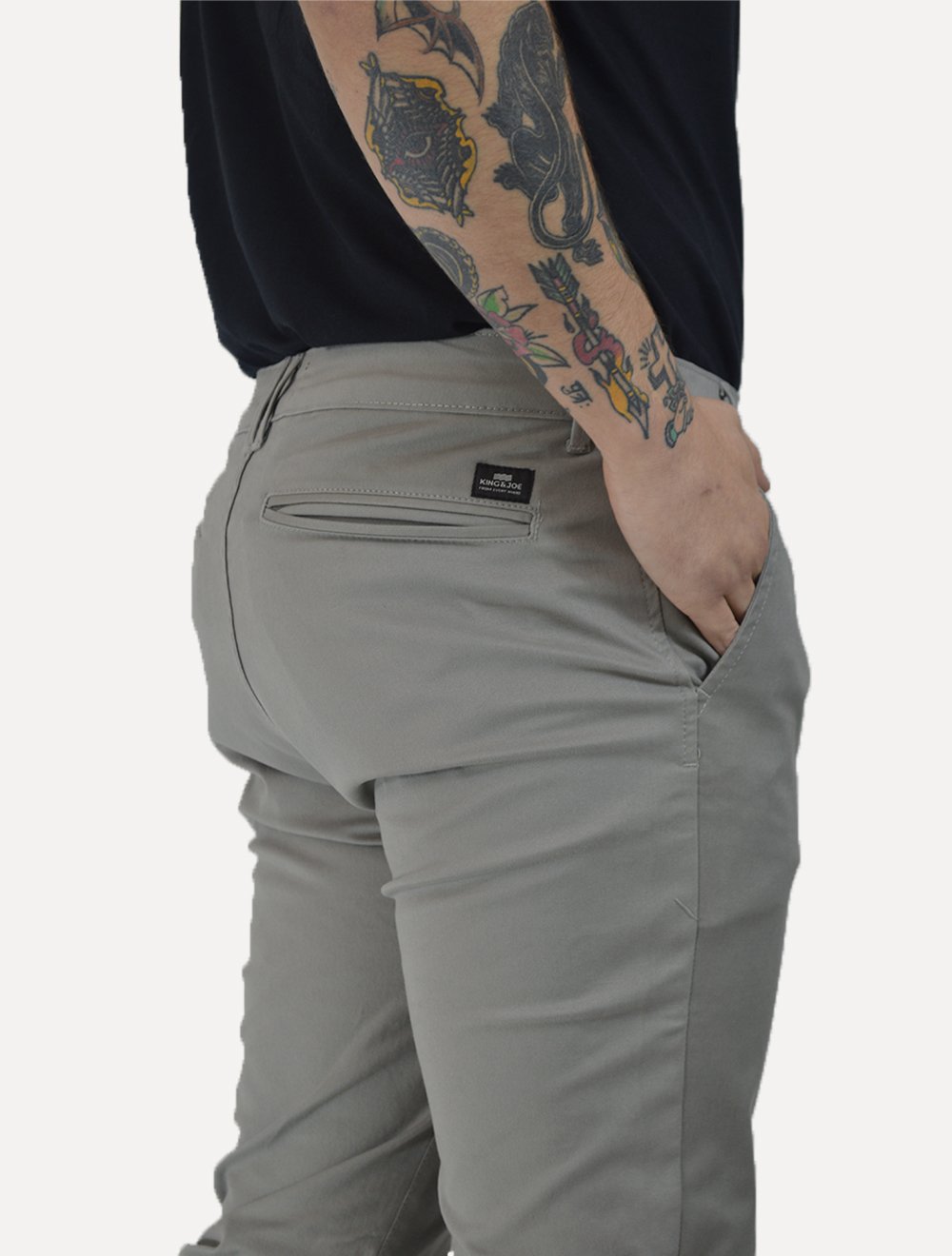 Calça King & Joe Sarja Masculina Slim Cinza