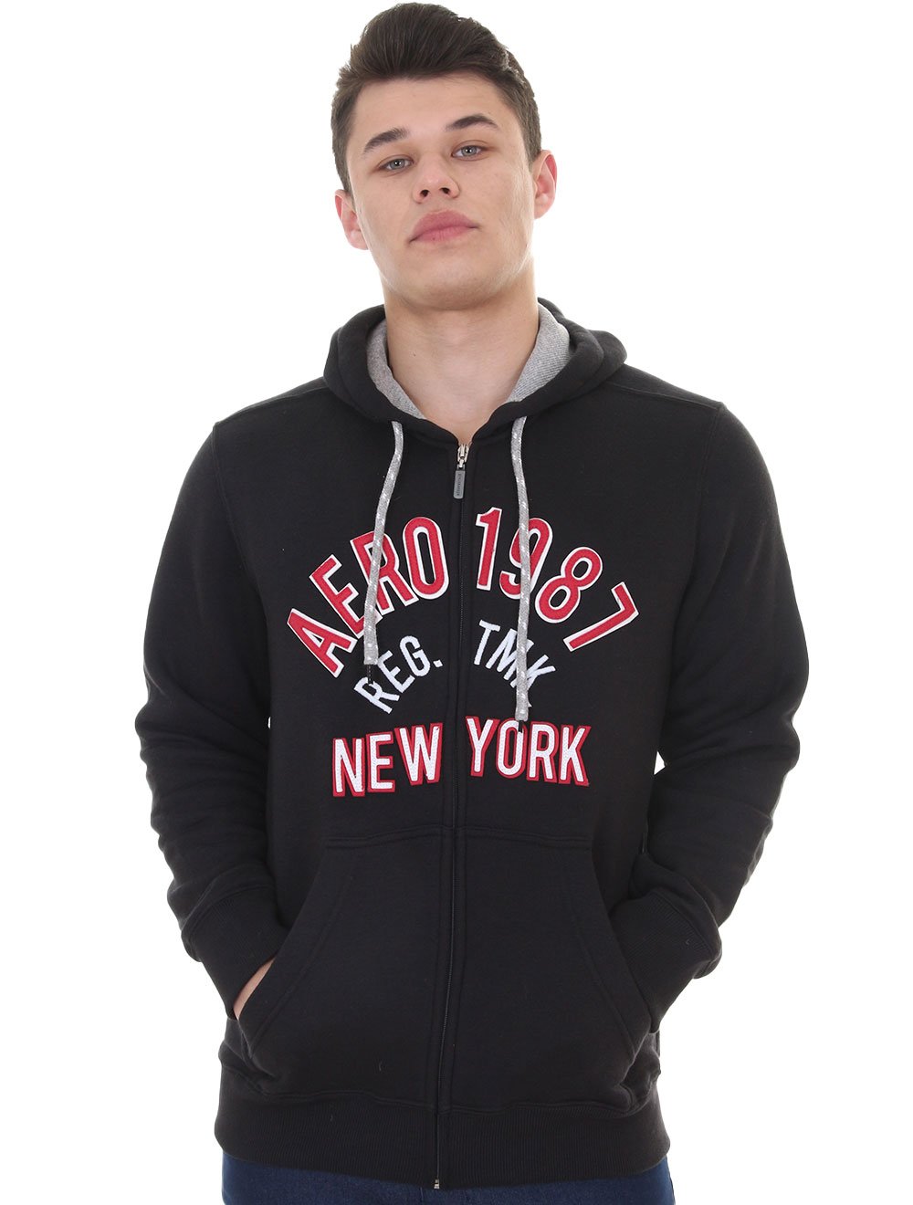 Moletom Aeropostale Masculino Hoodie 1987 Reg TMK New York Preto