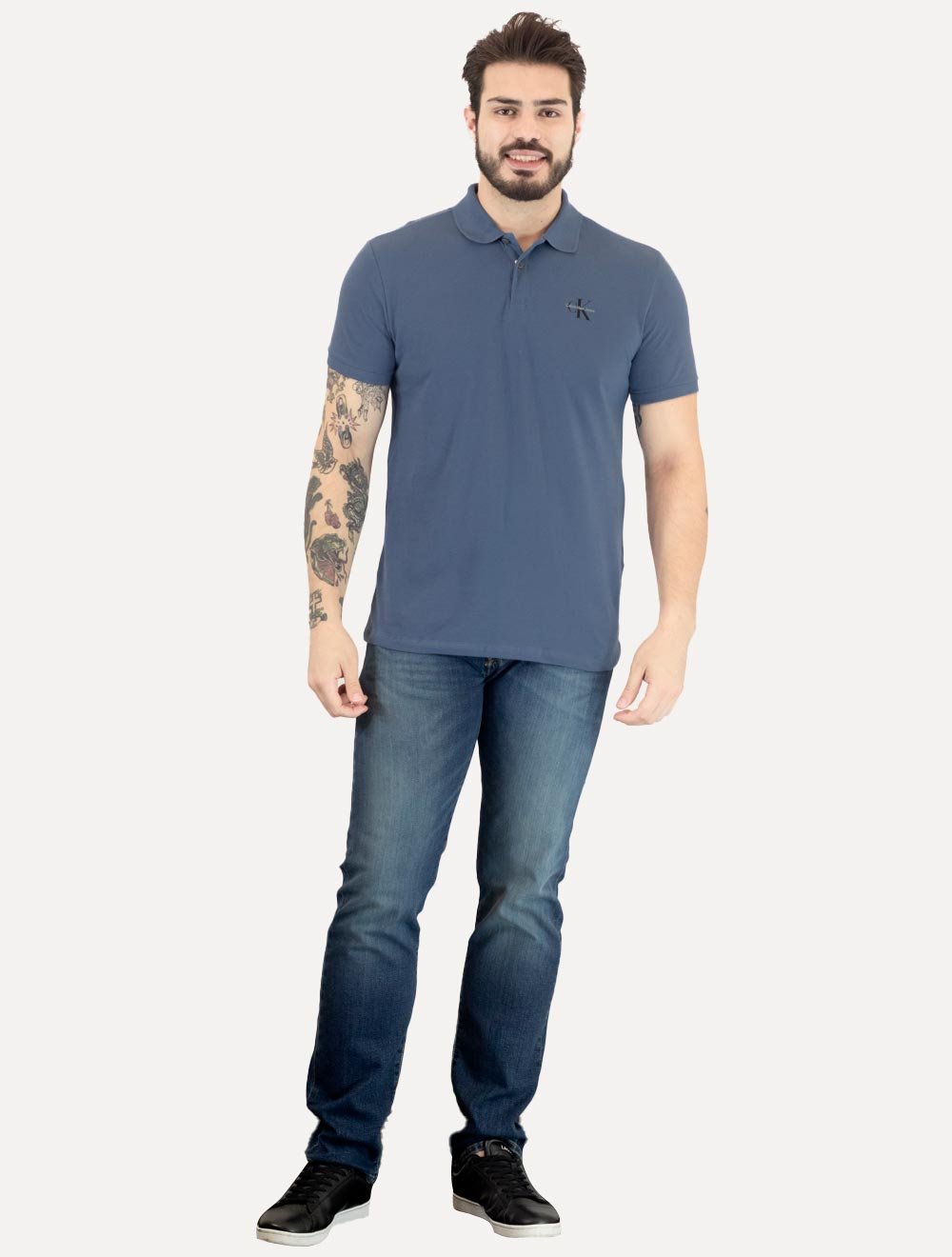 Polo Calvin Klein Jeans Masculina Piquet Regular Fit Re Issue Indigo
