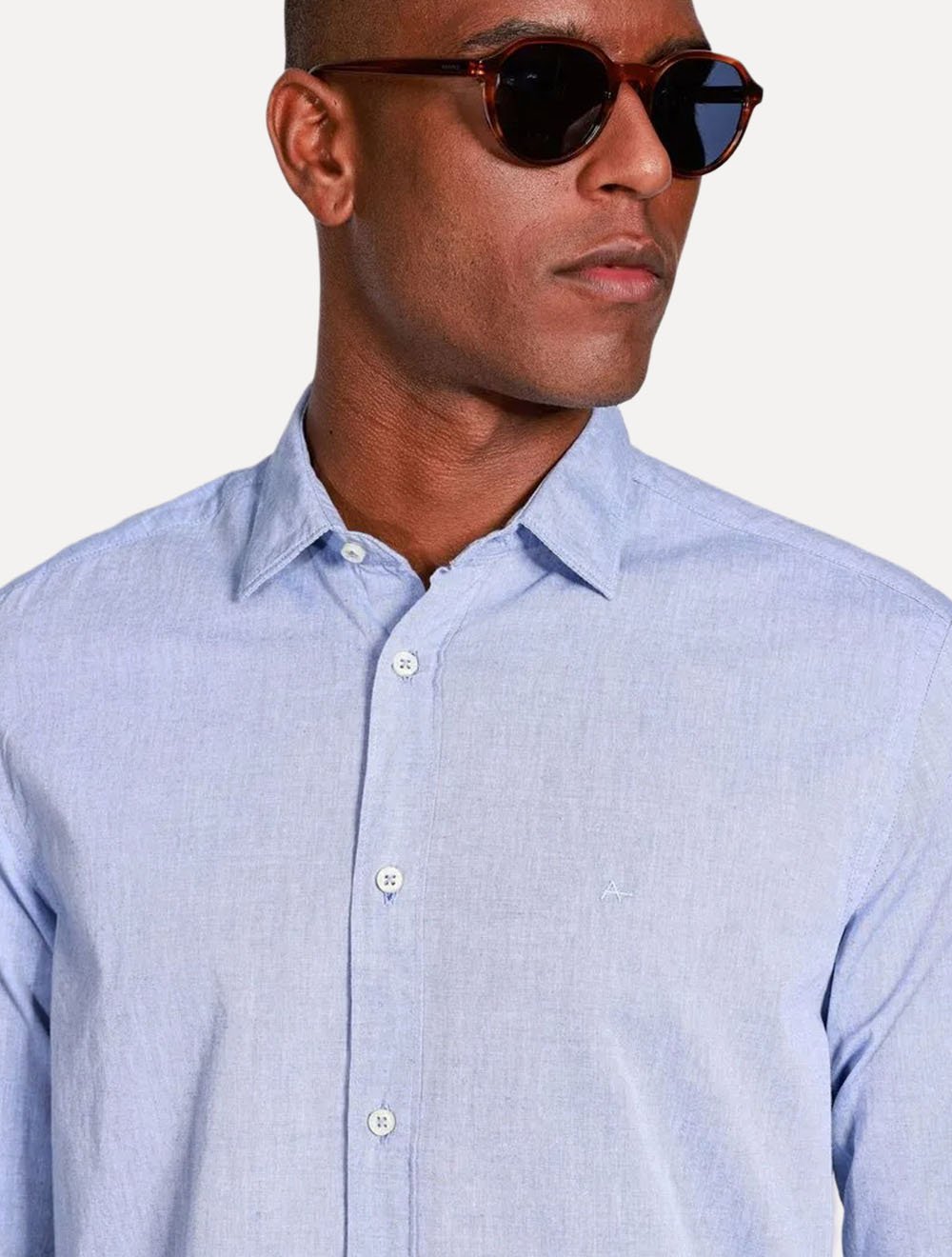 Camisa Aramis Masculina Slim Algodão Willis Azul Mescla