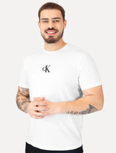 Camiseta Calvin Klein Jeans Masculina Logo CK Frontal Branca