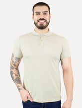 Polo Dixen Masculina Piquet Gola Lisa Cáqui Mescla Claro