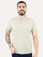 Polo Dixen Masculina Piquet Gola Lisa Cáqui Mescla Claro