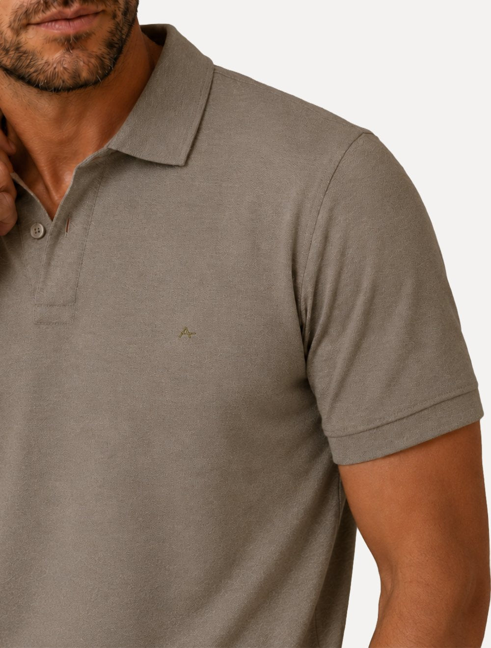 Polo Aramis Masculina Piquet Basic Mono Cáqui Escuro Mescla