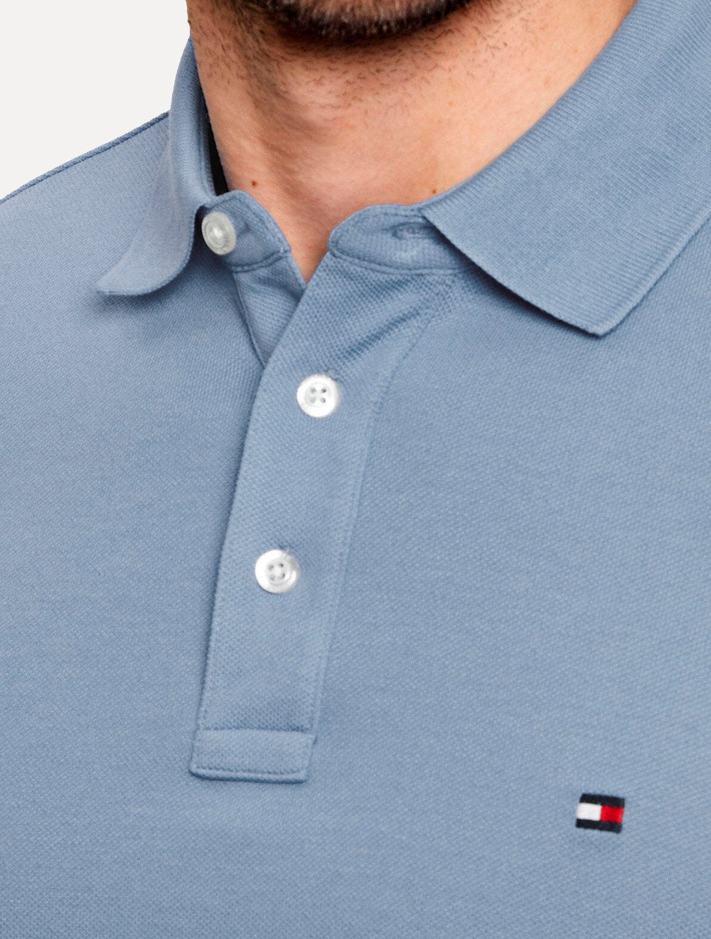 Polo Tommy Hilfiger Masculina Slim Piquet 1985 Azul Eclesiástico