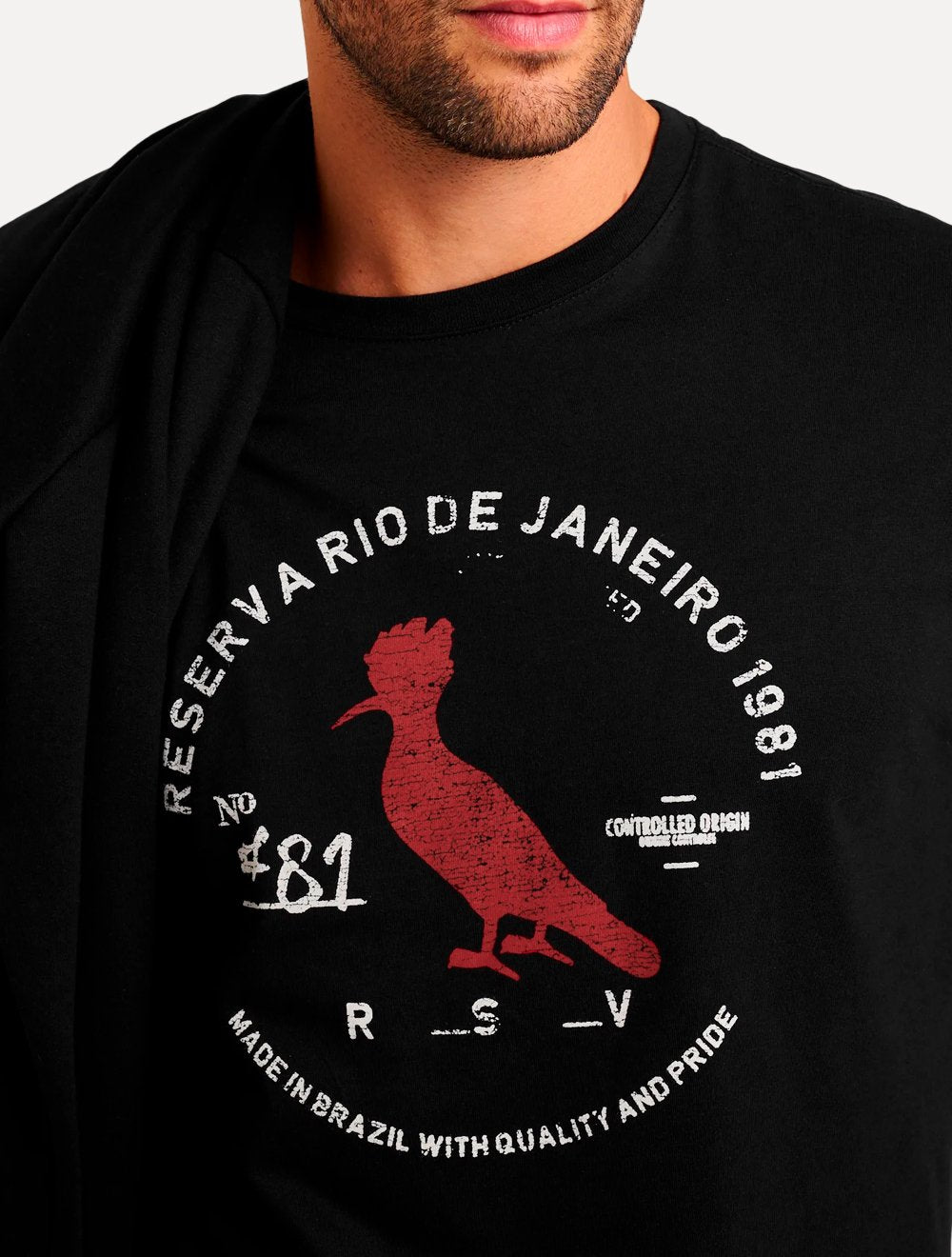 Camiseta Reserva Masculina Carimbo Gaze Color Preta