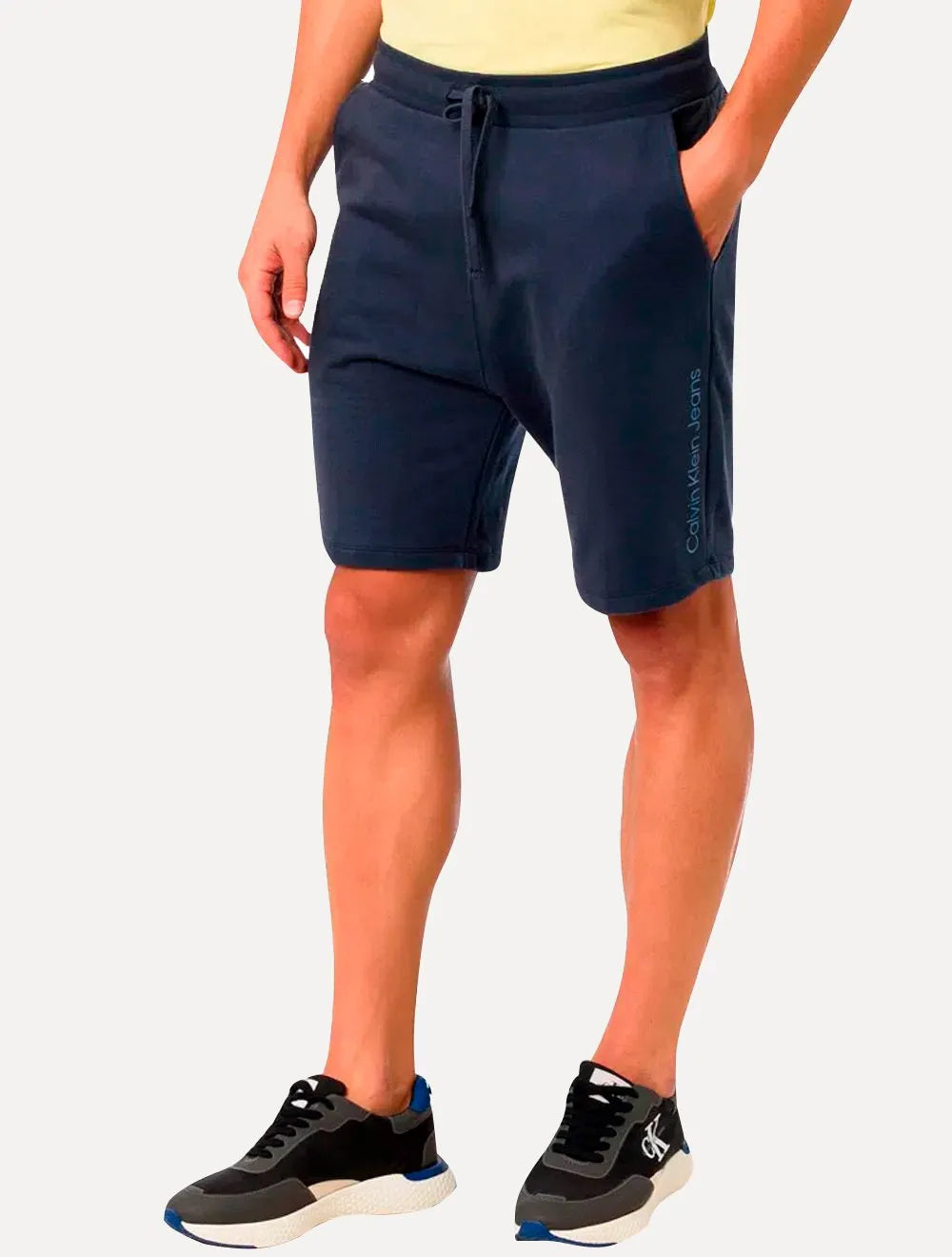Bermuda Calvin Klein Jeans Masculina Moletom Side New Logo Azul Marinho