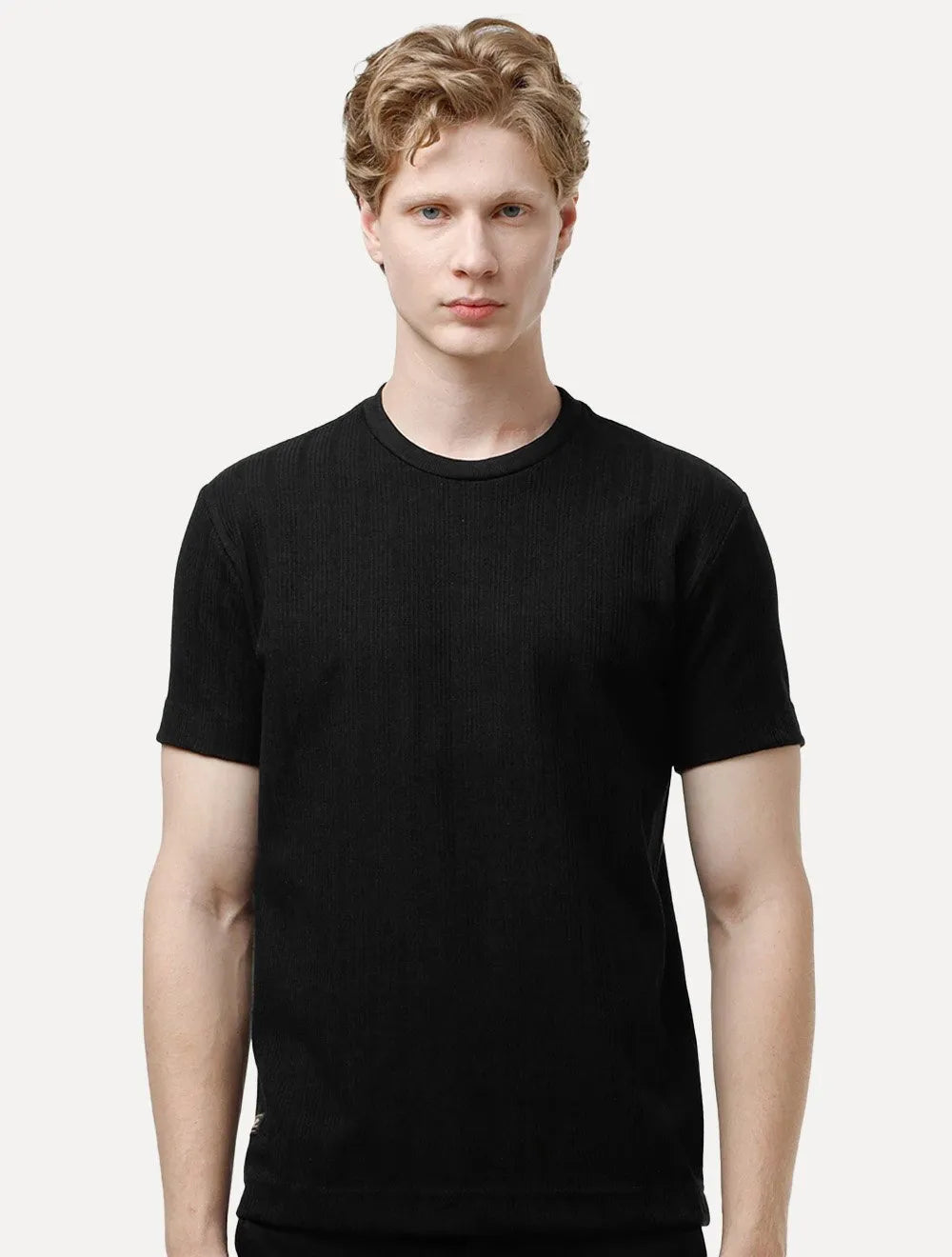 Camiseta King & Joe Masculina Slim Malha Tricot Preta