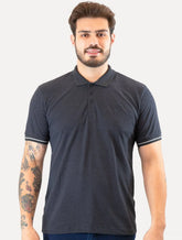 Polo Guess Masculina Piquet Frisos Triangulo Bordado Marinho Mescla