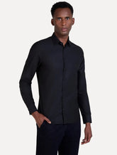 Camisa Dudalina Masculina Milano Tricoline Lisa Preta