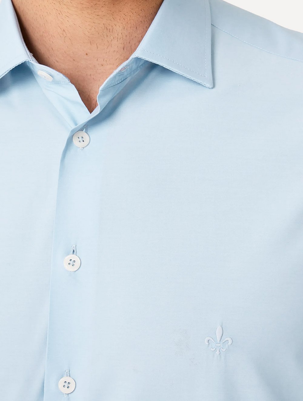 Camisa Dudalina Masculina Slim Tricoline Lisa Azul