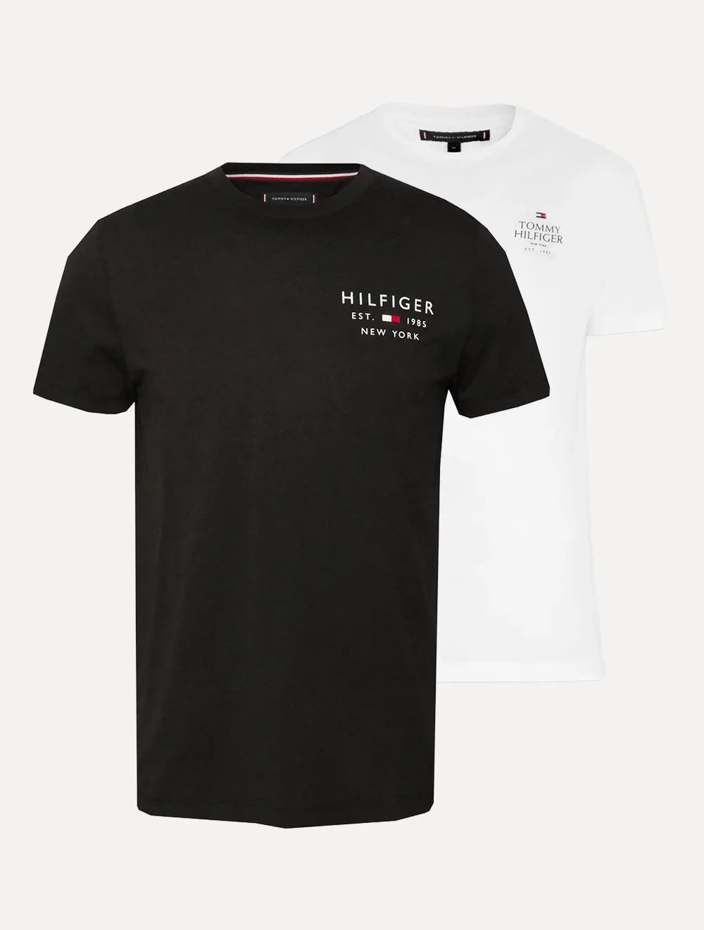 Kit Camisetas Tommy Hilfiger | Masculina Stack/Small Logo Branca/Preta