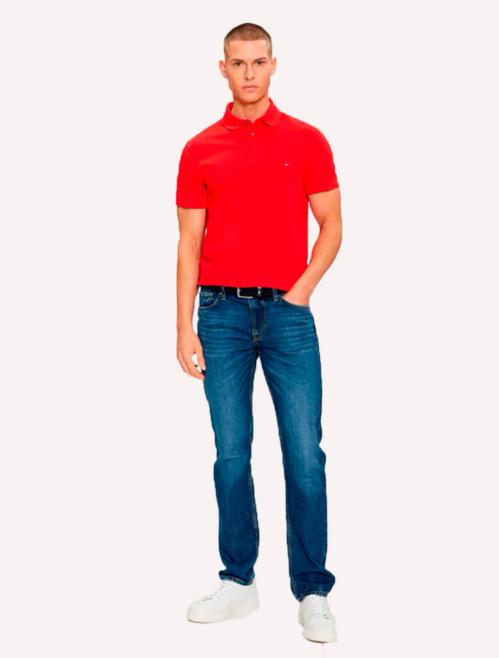 Polo Tommy Hilfiger Masculina Regular Piquet 1985 Vermelho Escarlate