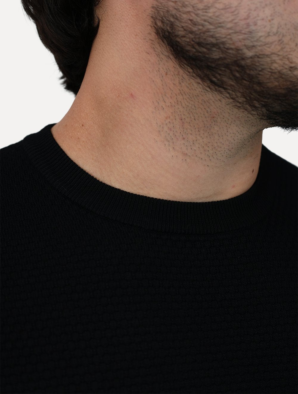Suéter Dixen Masculina Tricot Manga Longa Frente Texturizada Preta