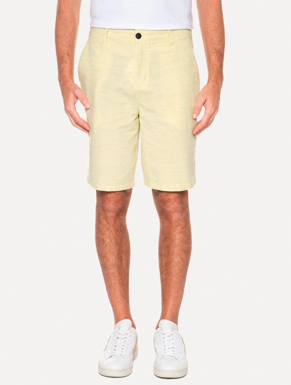 Bermuda Aramis Masculina Chino Clássica Flamê Amarelo Claro Mescla
