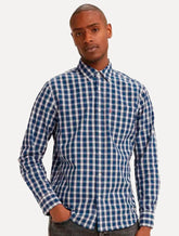 Camisa Levis Masculina Sunset One Pocket Nash Plaid Xadrez Branca/Azul