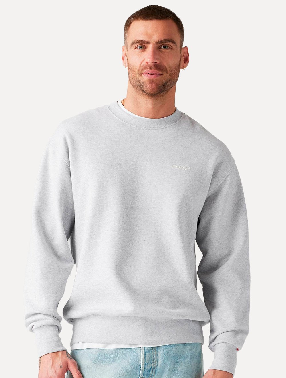 Moletom Levis Masculino Crewneck Authentic Logo Poster Cinza Mescla