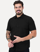 Camisa Aramis Masculina Manga Curta Slim Oxford Planalto Preta