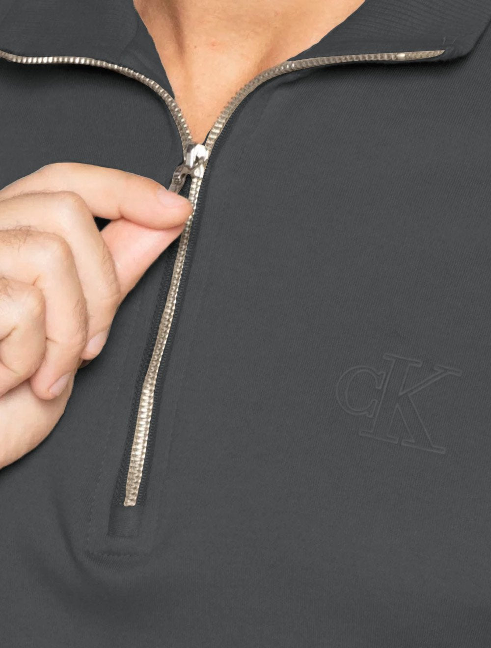 Blusão Calvin Klein Masculino Suedine Half Zip Chumbo