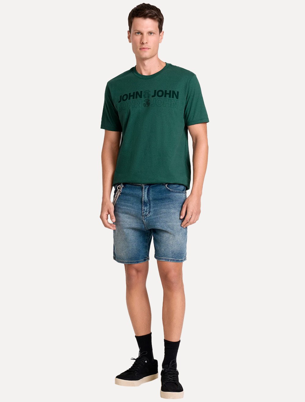 Camiseta John John Masculina Regular Fit Opposites Verde Escuro