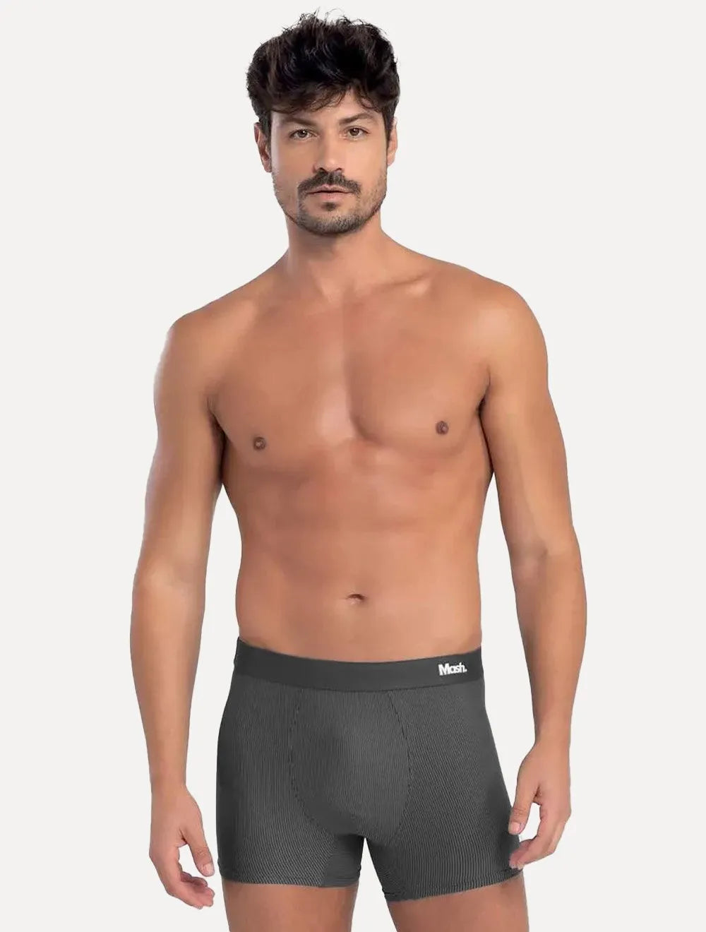 Cueca Mash Boxer Microfibra Risca de Giz Chumbo