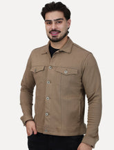 Jaqueta K&J Black Masculina Malha Ponto Roma Trucker Marrom Claro