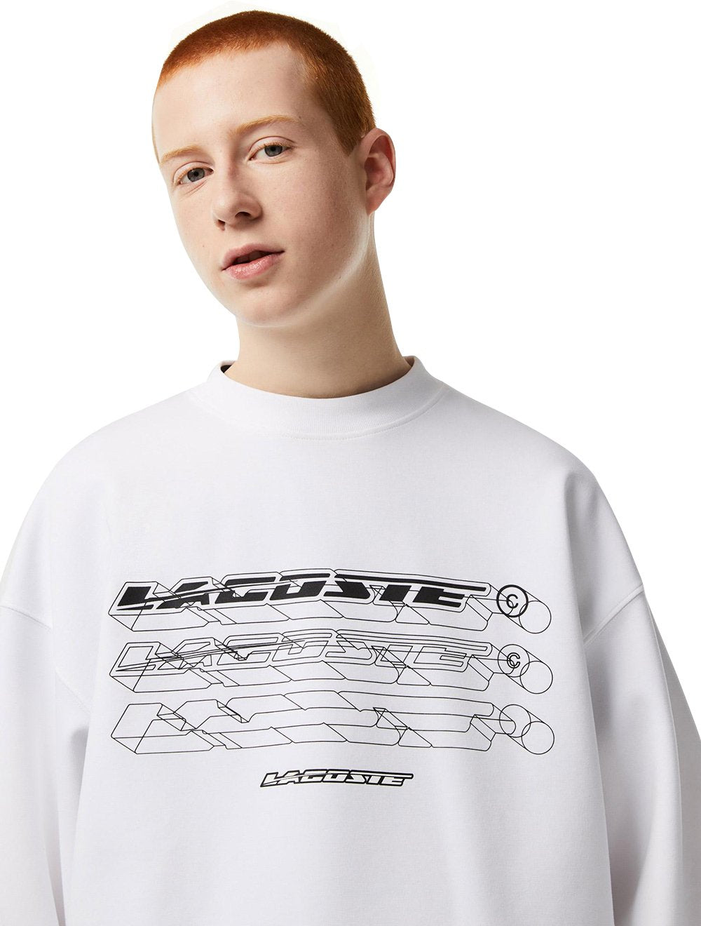 Moletom Lacoste Masculino Crewneck Loose Branded Branco