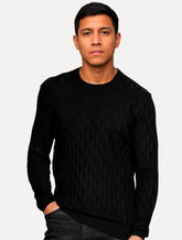 Suéter Aramis Masculino Tricot Crewneck Jacquard Triangulos Preto