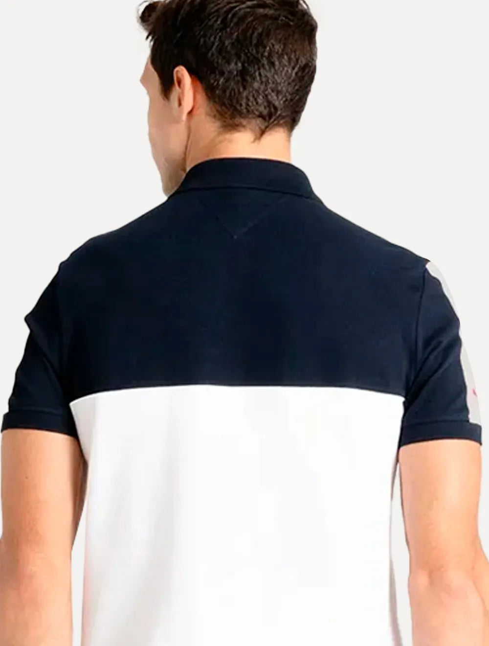Polo Tommy Hilfiger Masculina Regular Colourblock Navy Branca