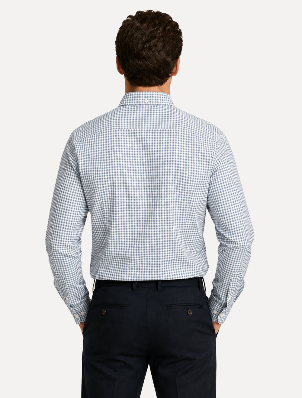 Camisa Tommy Hilfiger Masculina Oxford Regular Gingham Branca/Azul Claro