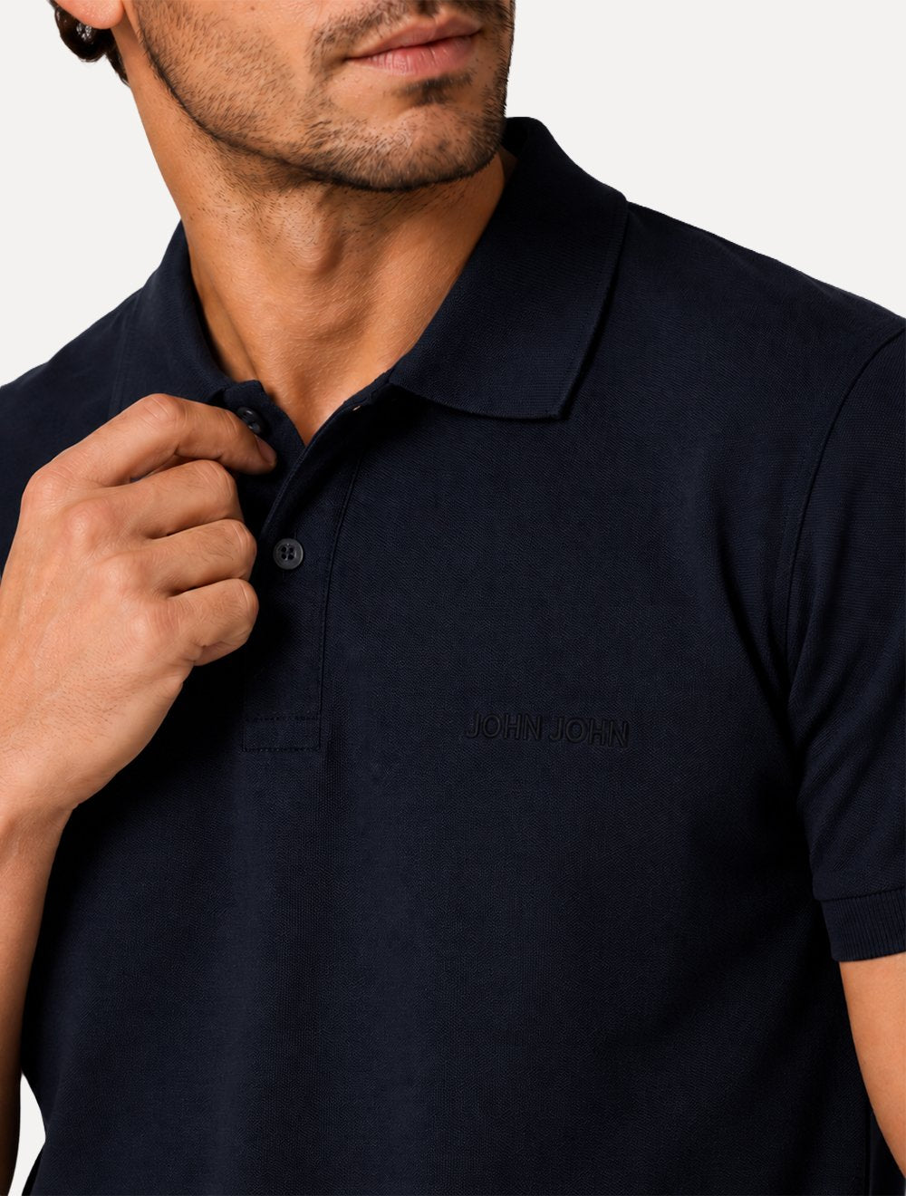 Polo John John Masculina Regular Fit Key Left Azul Marinho
