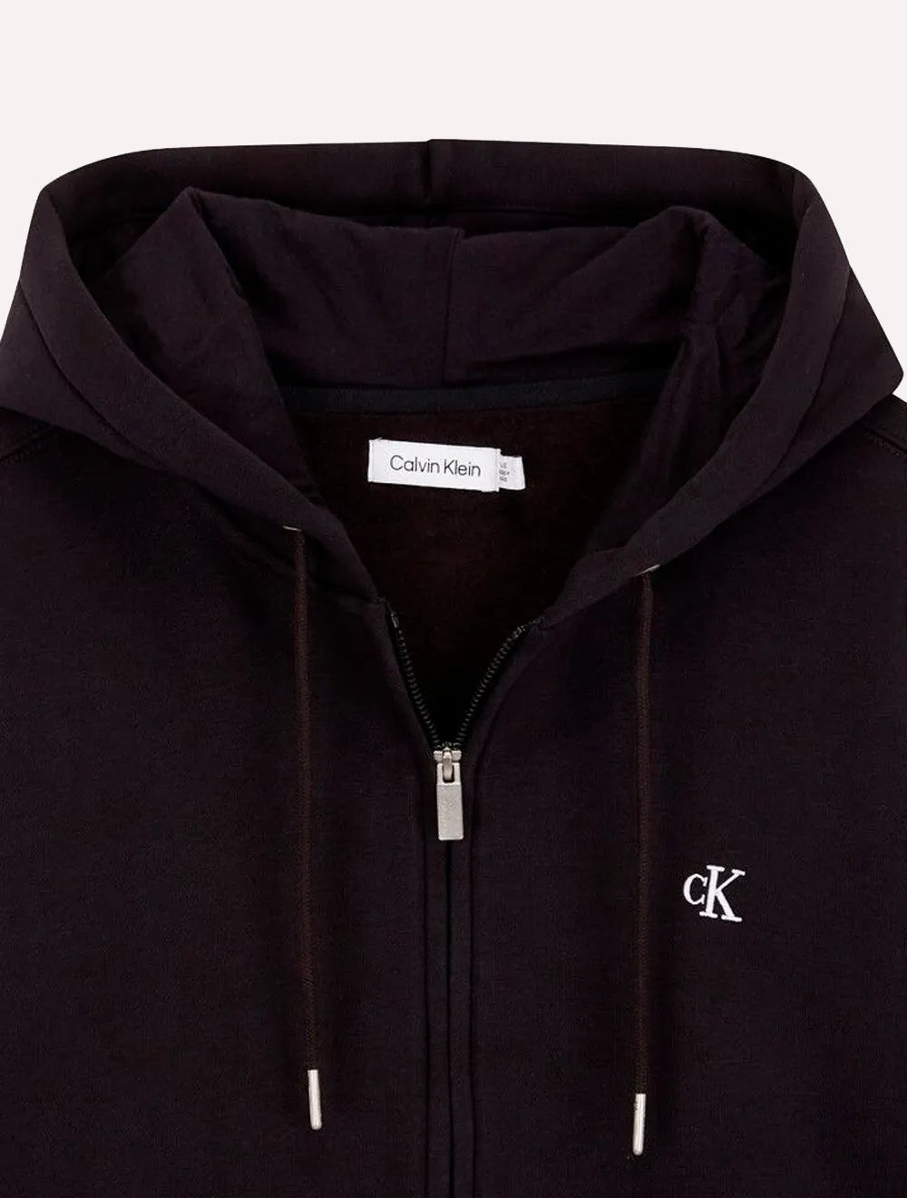 Moletom Calvin Klein Masculino Hoodie Fleece Full-Zip CK Logo Preto