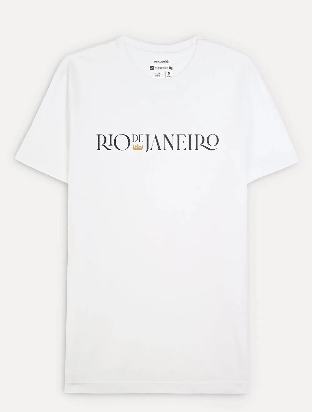 Camiseta Osklen Masculina Slim Stone Rio De Janeiro Serifado Branca